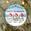 Personalized Christmas Cat Mom Belongs To Circle Ornament