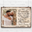 Next To You Is One Of My Favorite Places To Be - Upload Image - Gift For Couples - Husband Wife - Personalized Horizontal Poster - Canvas