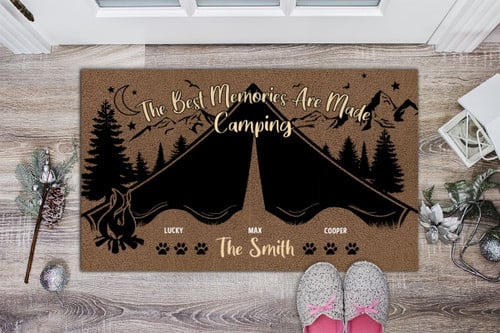 Personalized Dog Name And Breed Doormat  - The Best Memories are Made Camping Doormat 24" X 16" - Personalized Camping Doormat, Custom Camping Gift