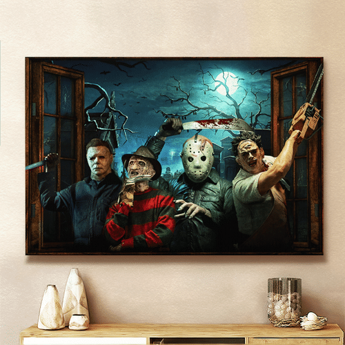 Horror Halloween Movies Characters Framed Canvas - Poster