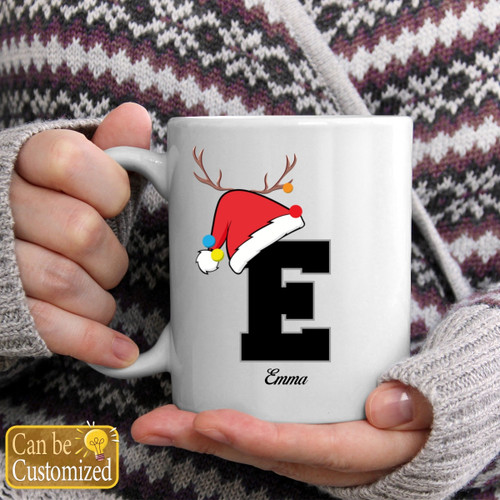 Christmas Custom Name Initial Personalized Mug, Christmas Gift Mug