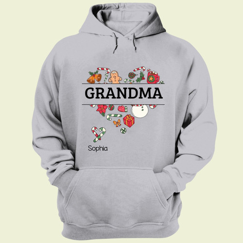 Christmas Heart Sweatshirt, Christmas Gift For Grandma With Custom Kids Name