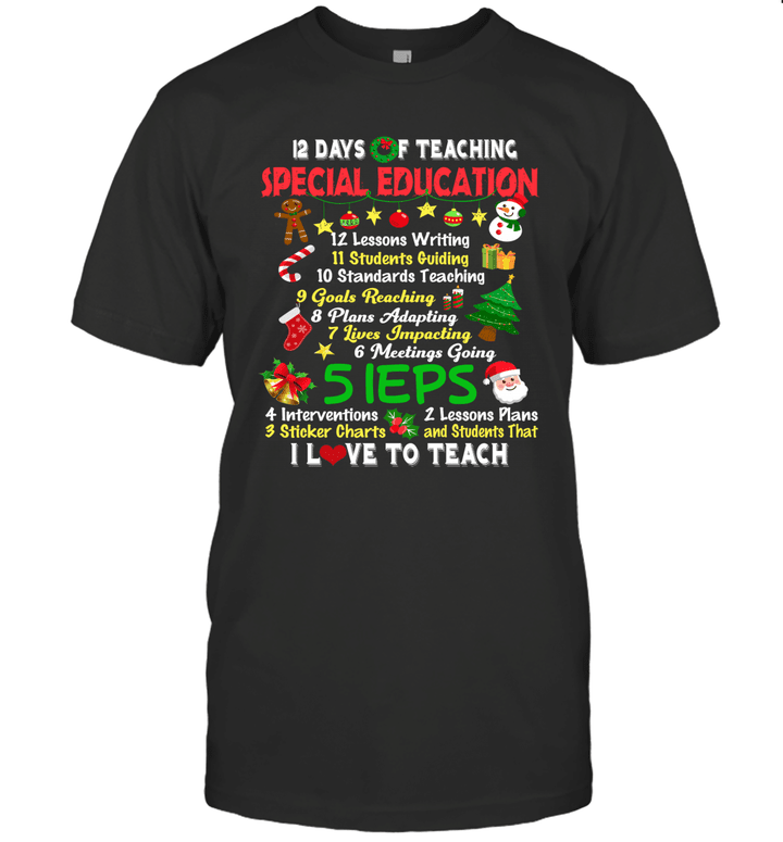 12 Days Of Teaching Special Education Teacher Elf Christmas Shirt