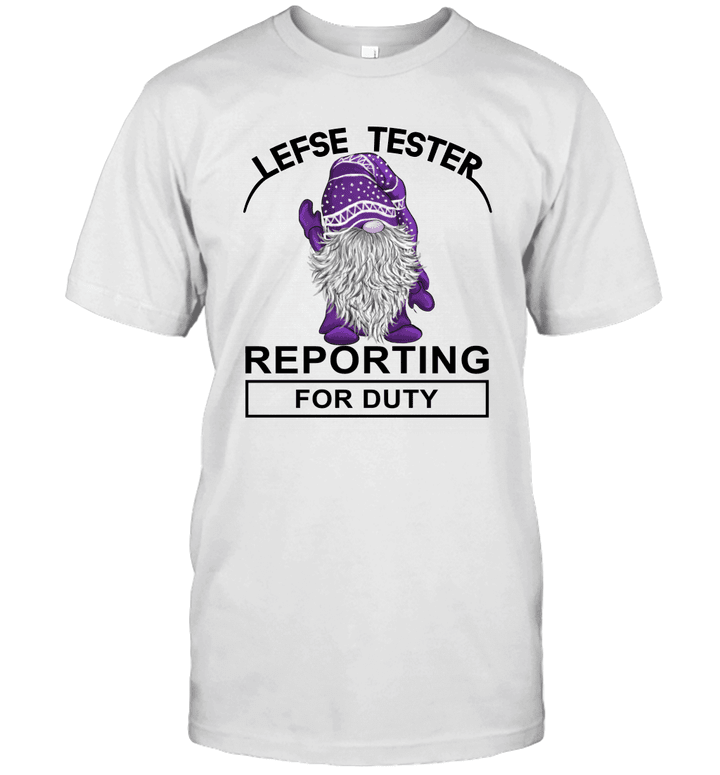 Lefse Tester Reporting For Duty Nordic Purple Gnome Christmas Shirt