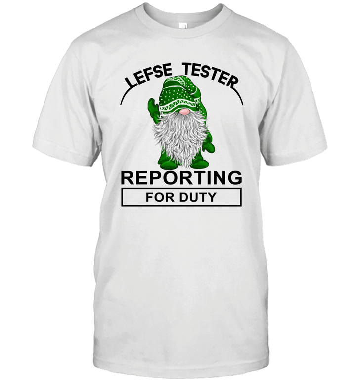Lefse Tester Reporting For Duty Nordic Green Gnome Christmas Shirt