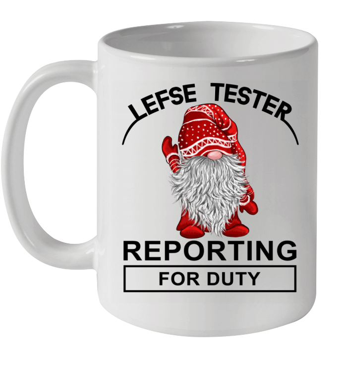 Lefse Tester Reporting For Duty Nordic Red Gnome Christmas Mug