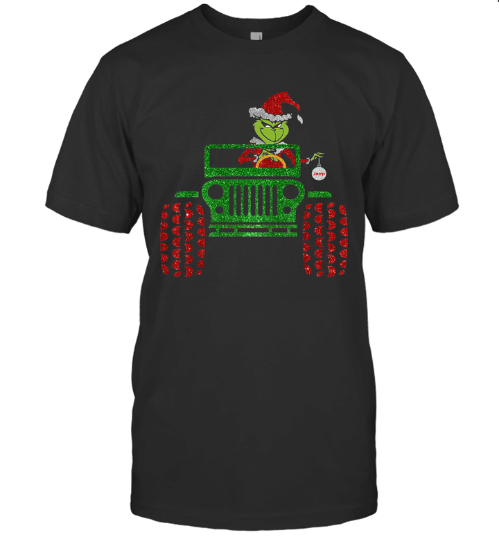 Grinch Driving Jeep Christmas Funny T-Shirt