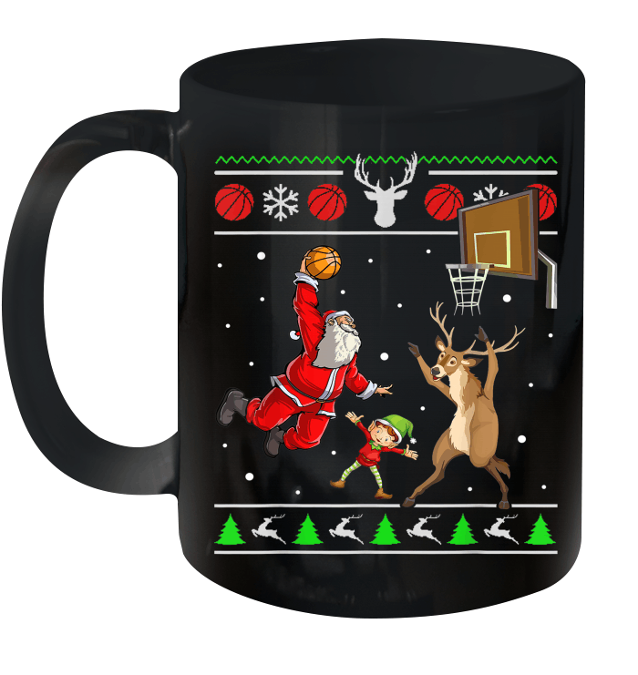 Snowtorious Basketball Christmas Ugly Sweater Dunking Santa Mug