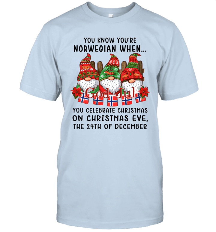 Gnome You Know You're Norwegian God Jul Christmas 24th December T-Shirt