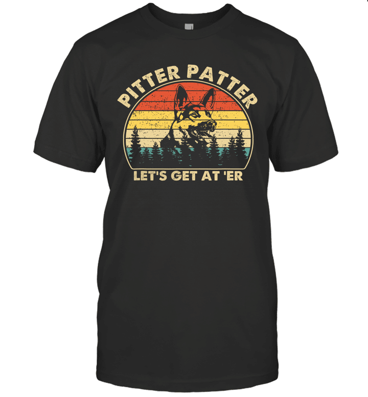Pitter Patter German Shepherd Dog Let's Get At‘Er Vintage Retro T-Shirt