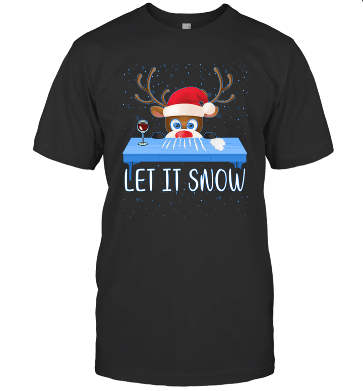 Let It Snow Santa Wine Adult Humor Reindeer Funny Gag Gifts Shirt