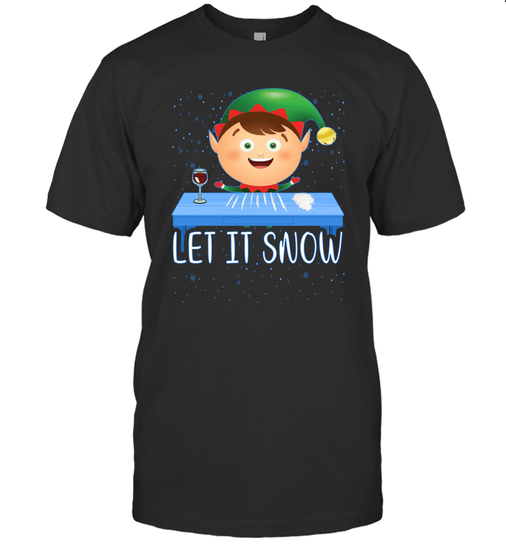 Let It Snow Santa Wine Adult Humor Elf Elves Funny Gag Gifts Shirt