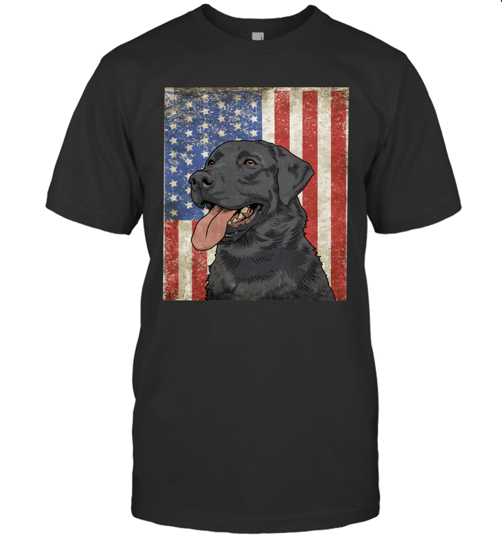 Black Labrador Retriever American Flag Duck Hunter Shirt