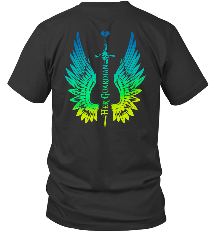 Her Guardian Wings Couple Print On Back Shirts