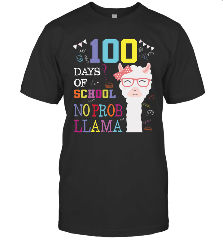 100 Days Of School No Prob LLama Shirt