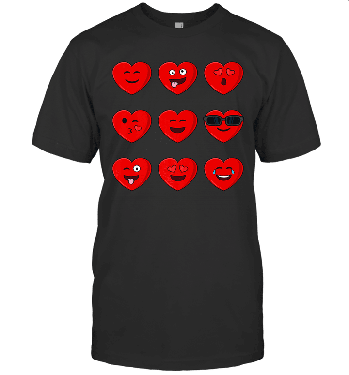 Heart Emojis Valentine's Day Funny Emoticons Boys Girls Kids Shirt