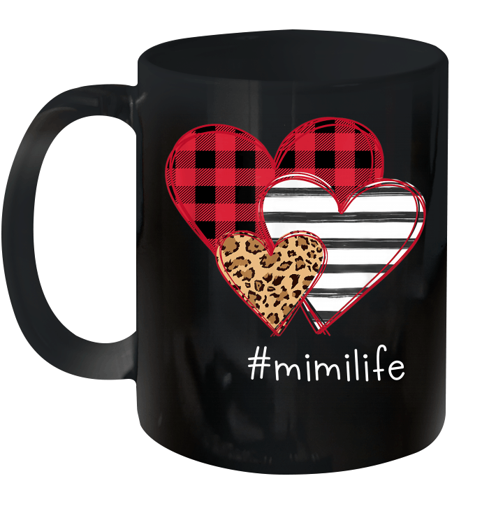 #Mimilife Shirt Striped Leopard Buffalo Plaid Printed Splicing Heart Valentine's Day Mug