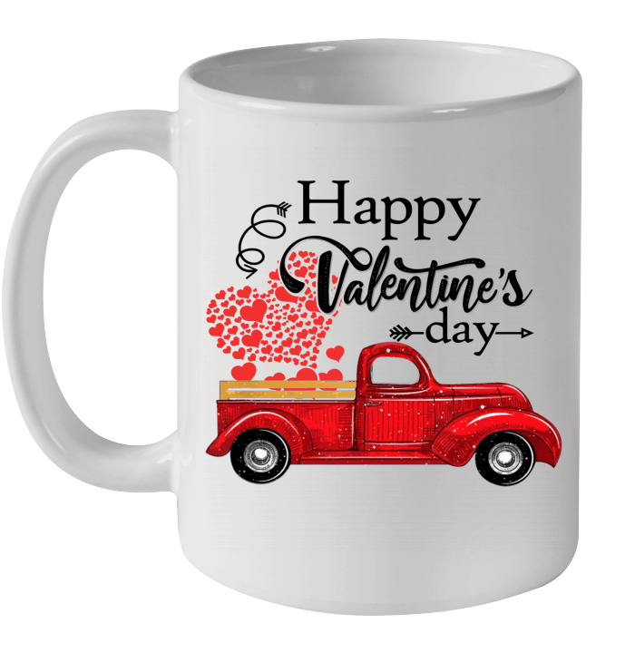 Happy Valentines Day Truck Carrying Love Heart Gifts Mug