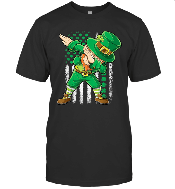 Dabbing Leprechaun Irish American Flag St Patrick's Day Shirt