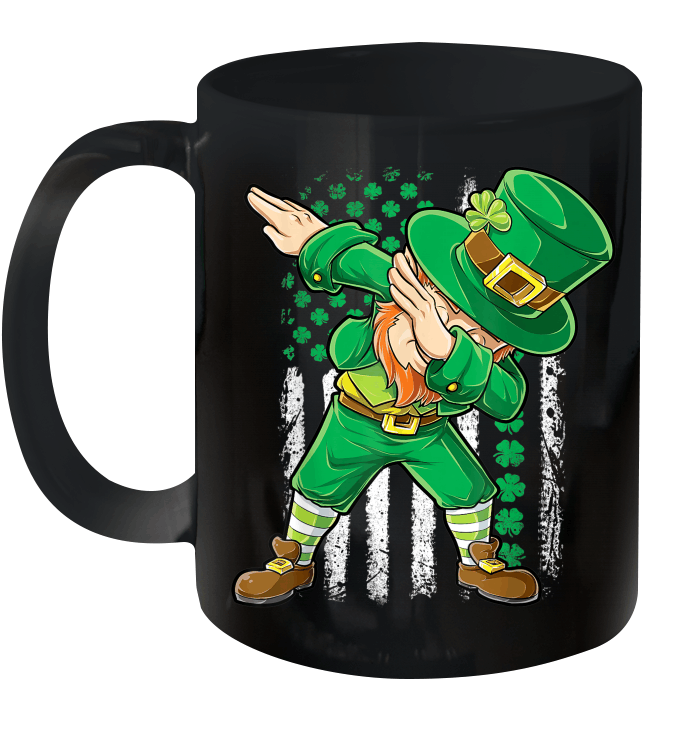 Dabbing Leprechaun Irish American Flag St Patrick's Day Mug