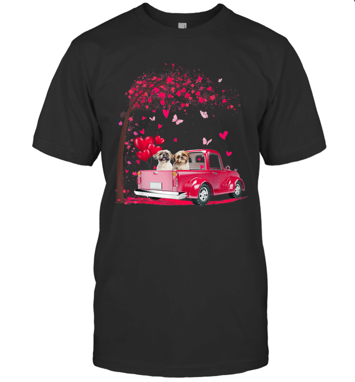 Couple Shih Tzu Dog Truck Valentine's Day Shirt