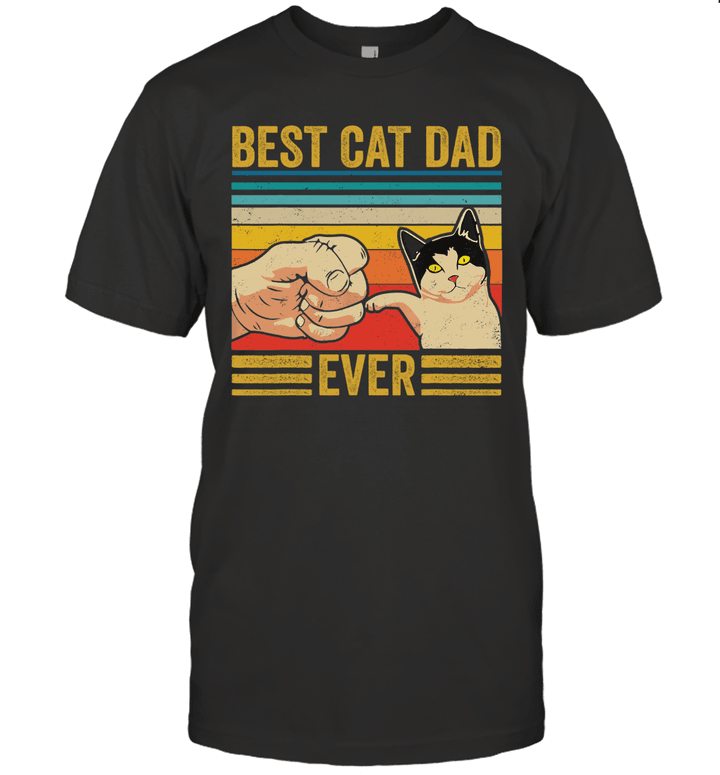 Best Cat Dad Ever Bump Fit Vintage Retro Shirt