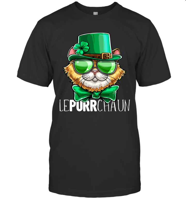 Lepurrchaun St Patrick's Day Cat Leprechaun Shamrock Shirt