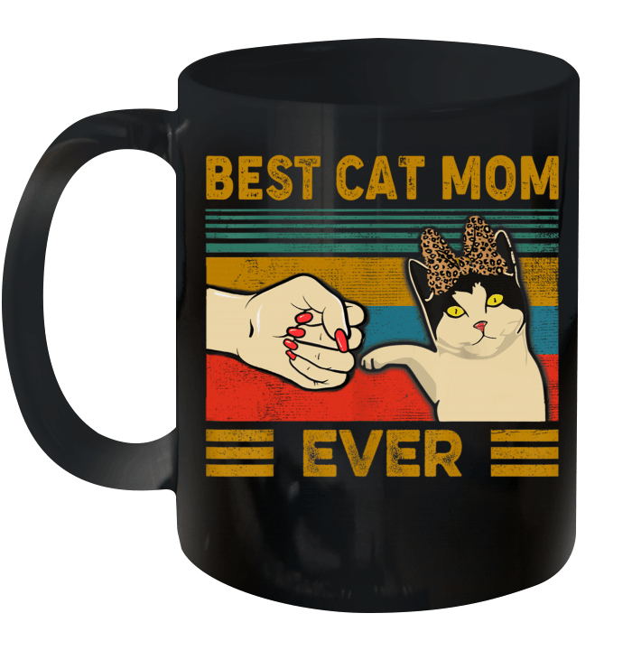 Vintage Best Cat Mom Ever Fist Bump Mug