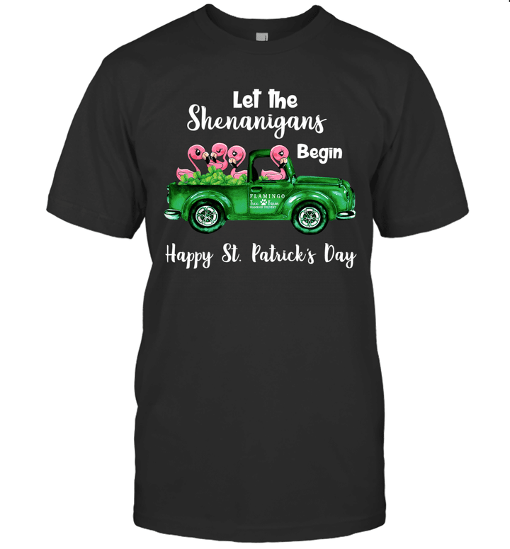Let The Shenanigans Begin Flamingo Happy St Patrick's Day Shirt
