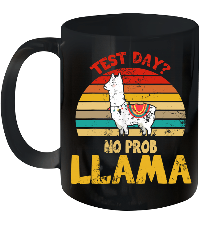 Test Day No Prob Llama Teacher Exam Testing Vintage Retro Mug