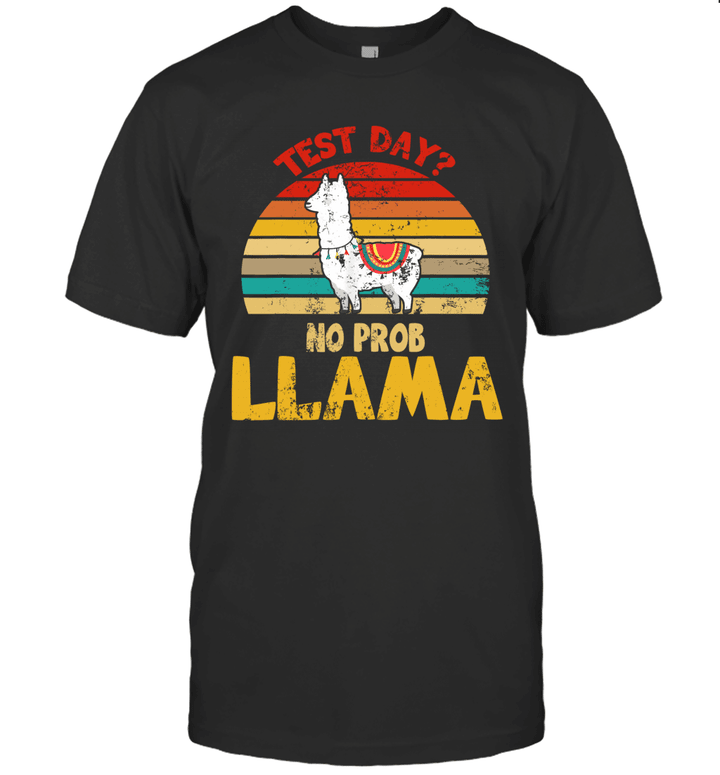 Test Day No Prob Llama Teacher Exam Testing Vintage Retro Shirt