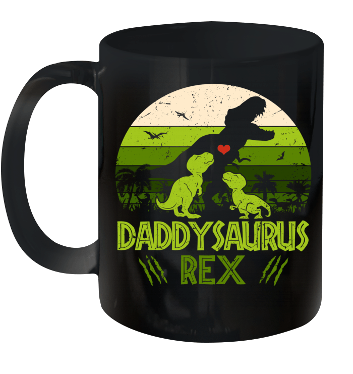 Vintage Retro 2 Kids Daddysaurus Dinosaur Lover Mug