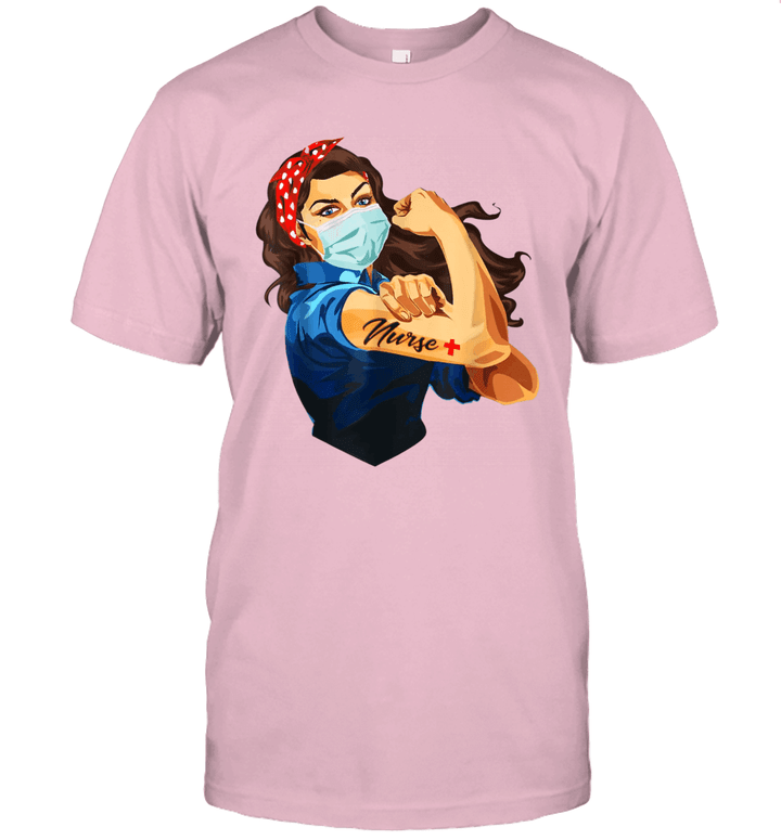 Rosie The Riveter Nurse T-Shirt Support Quarantine 2020 Gaphic Tees Shirts
