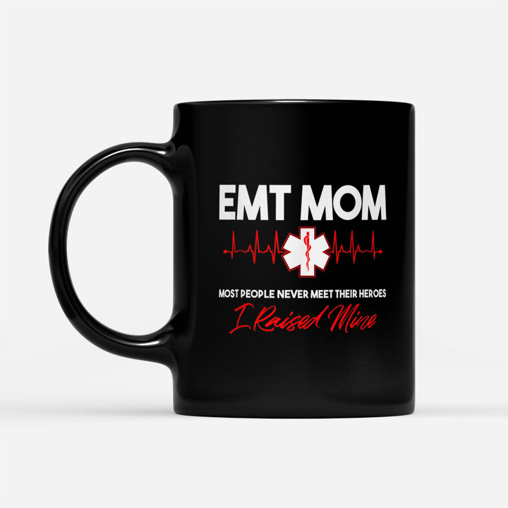 Coffee Mug Gift For Mom Ideas - EMT Mom Emergency Medical EMS Paramedics EMR - Black Mug