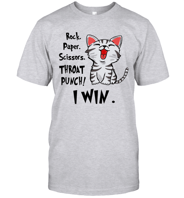 Rock Paper Scissors Throat Punch I Win Cat Funny Shirt