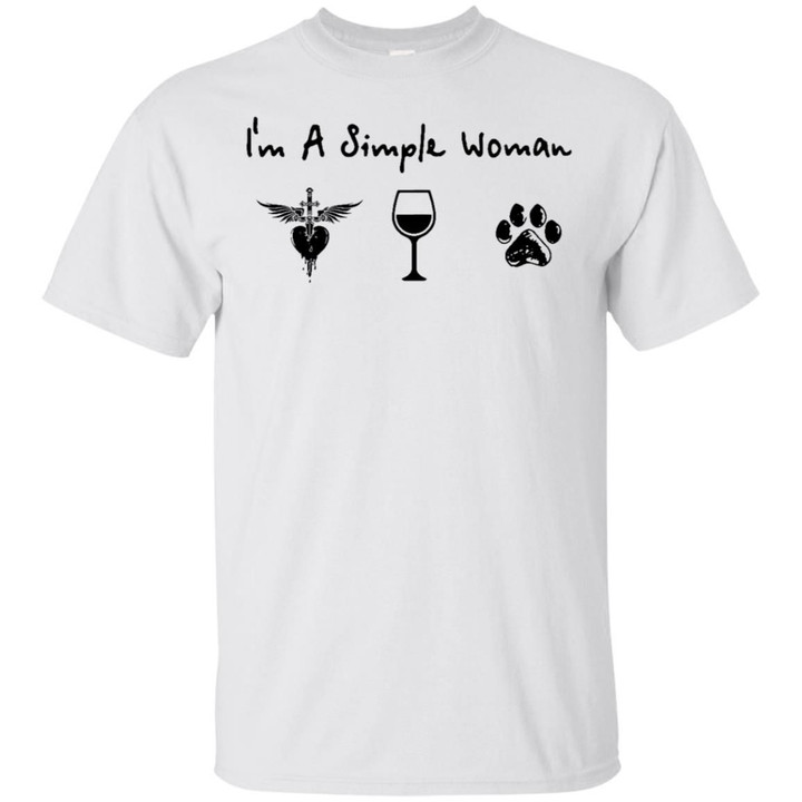 I’m a simple woman I like Bon Jovi wine and paw dog shirt