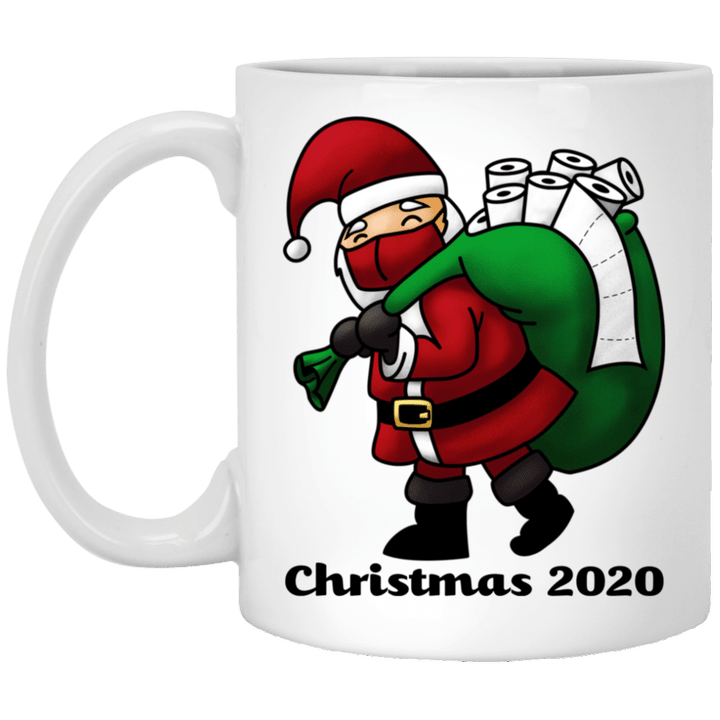 Santa With Face And Toilet Paper Funny Christmas 2020 Mug