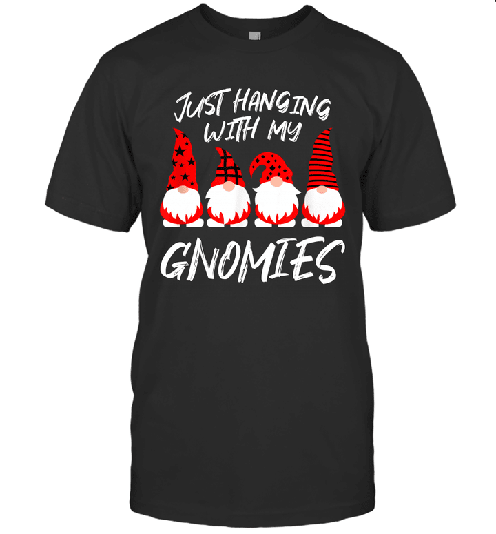 Just Hanging With My Gnomies Funny Elves Christmas Matching Shirt