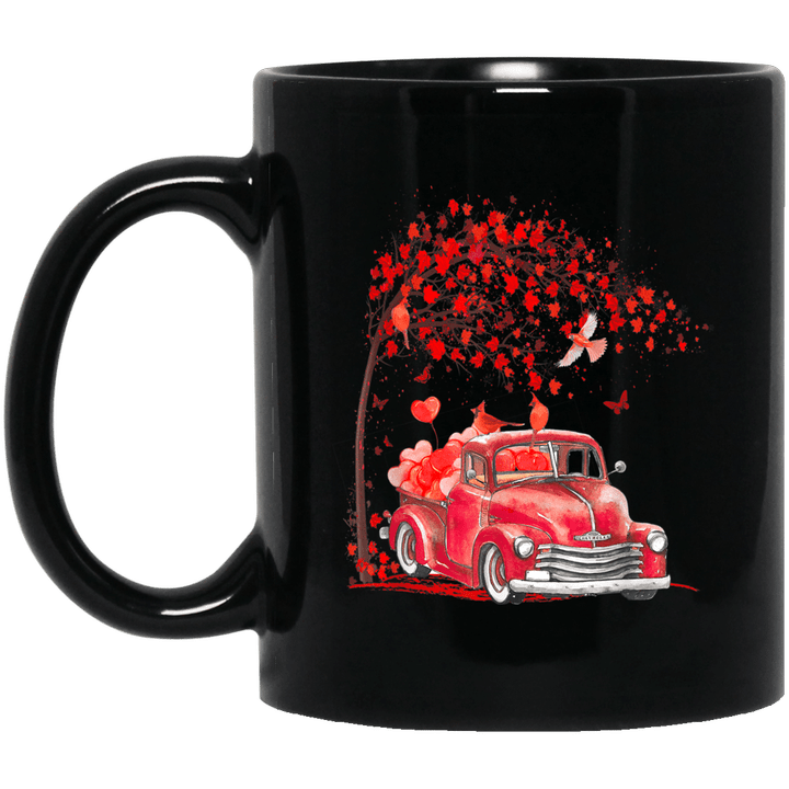 Bird Red Truck Happy Valentines Day Cute Couple Matching Mug