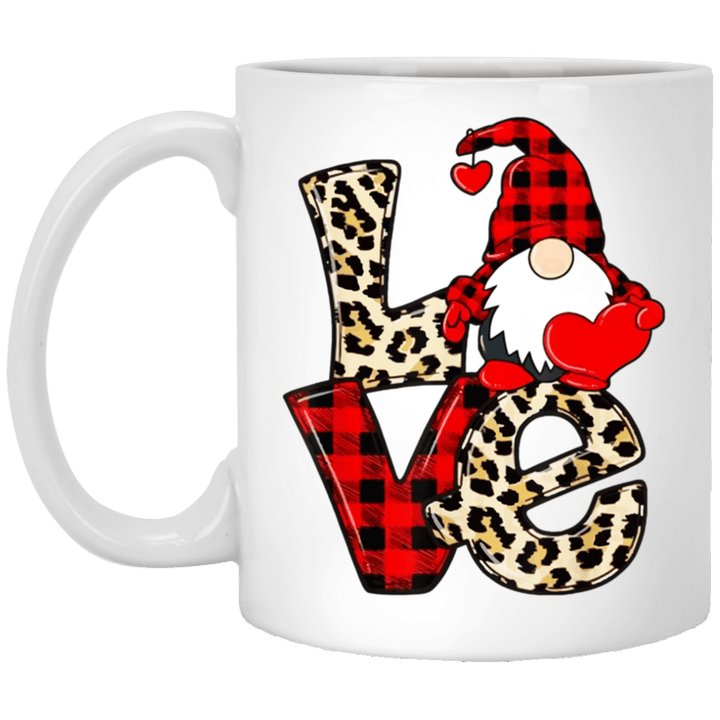 Gnomes Valentines Love Leopard Plaid Couple Matching Mug