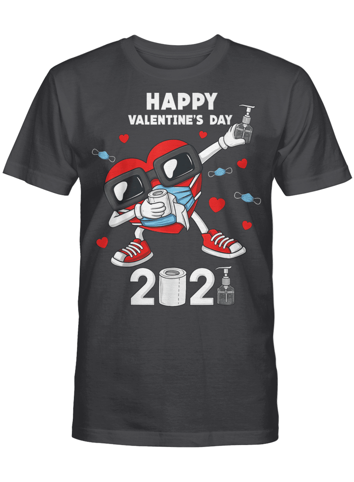 Dabbing Heart In A Mask 2021 Valentines Day Dab Boys Kids T-Shirt