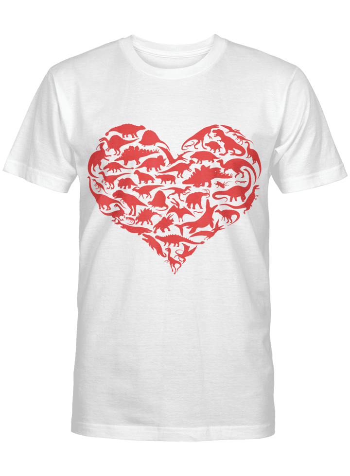 Boys Valentines Day Shirt - Dinosaur Heart Kids Dino Gift T-Shirt
