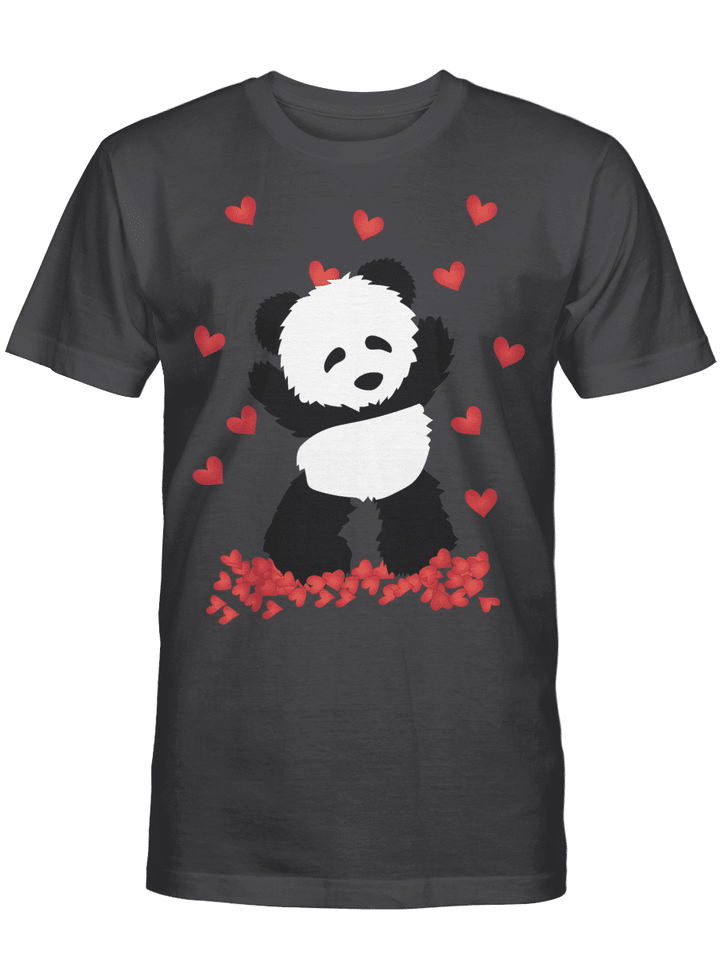 Panda with Hearts - Valentines Day Women and Girls T-Shirt