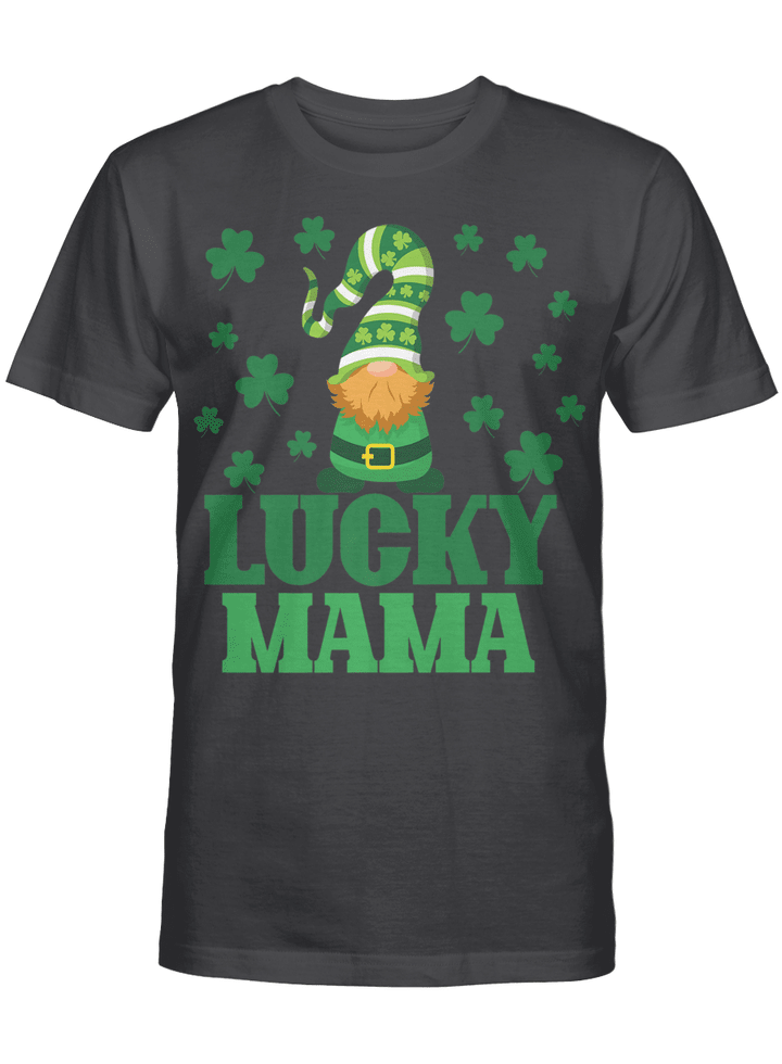 Lucky Mama Mother St Patrick's Day Clover Gnome Irish Gift Premium T-Shirt
