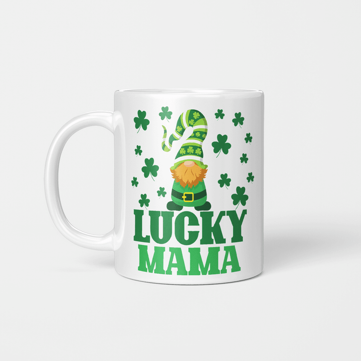Lucky Mama Mother St Patrick's Day Clover Gnome Irish Gift Mug