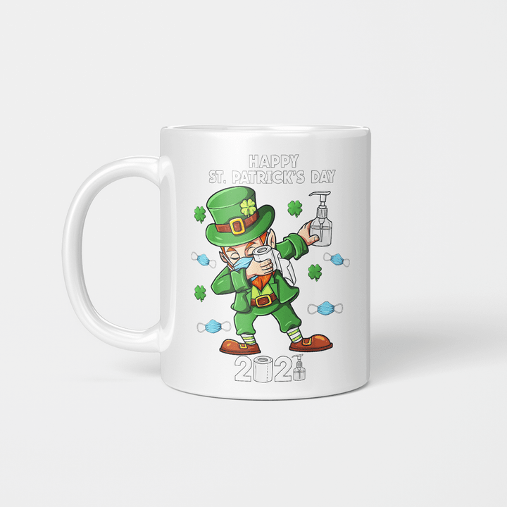 St Patrick's Day Dabbing Leprechaun In A Mask Boys Kids 2021 Gift Mug
