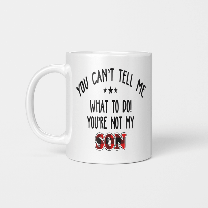You Can't Tell Me what To Do You're Not My Son Mug, Father's Day Gift, Gift For Father, Red Plaid Family Mug