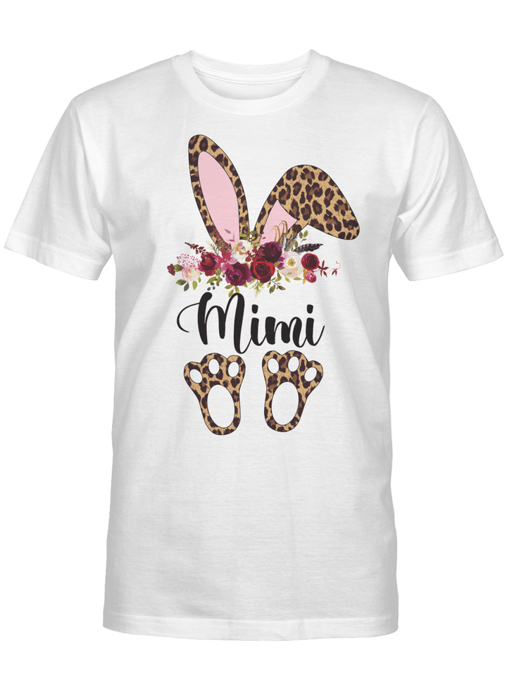 Mimi Bunny Floral Leopard Plaid Mimi Happy Easter Mother's Day Shirt