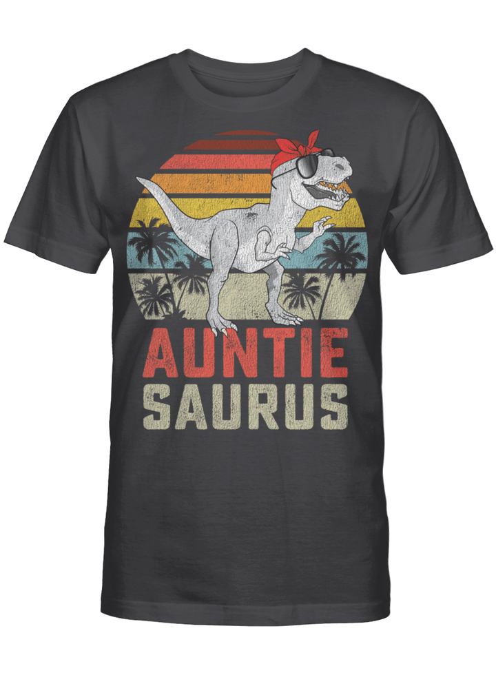 Auntiesaurus T-Rex Dinosaur Auntie Saurus Family Matching Vintage Shirt