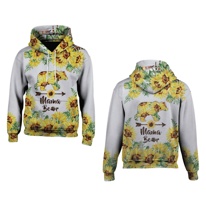 Mama Bear Sunflower All Over Print 3D Hoodie Funny Mother’s Day Gift – Mama Bear Hoodie 3D